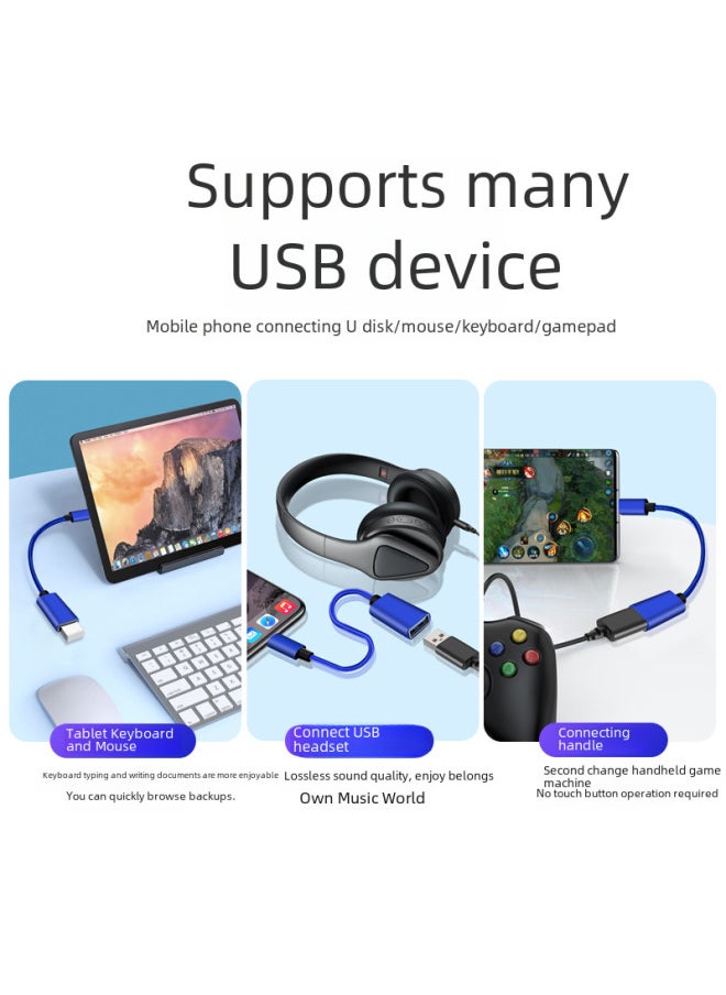 كابل محول من النوع C إلى USB 2.0 OTG للهاتف المحمول والكمبيوتر اللوحي والفأرة USB فلاش قارئ بطاقات خط تحويل متين 160 مم - اللون: أحمر