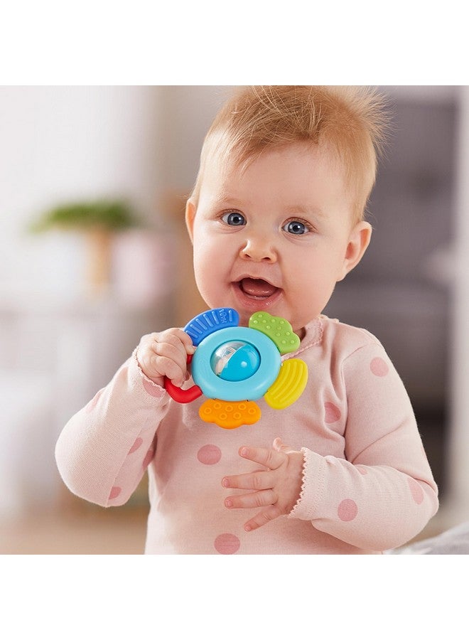 هابا خشخيشة HABA Blossom وعضاضات سيليكون للأطفال من عمر 6 إلى 18 شهرًا - حلقة عضاضة سيليكون ولعبة إمساك لتنمية حسية آمنة - هدايا سلة عيد الفصح للأطفال