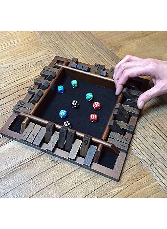WE Games 4 Player Shut The Box Dice Board Game Walnut Stained Wood  Travel Size For Family And Adult Game Night Play In Classroom Home Or Bar  - Image 3