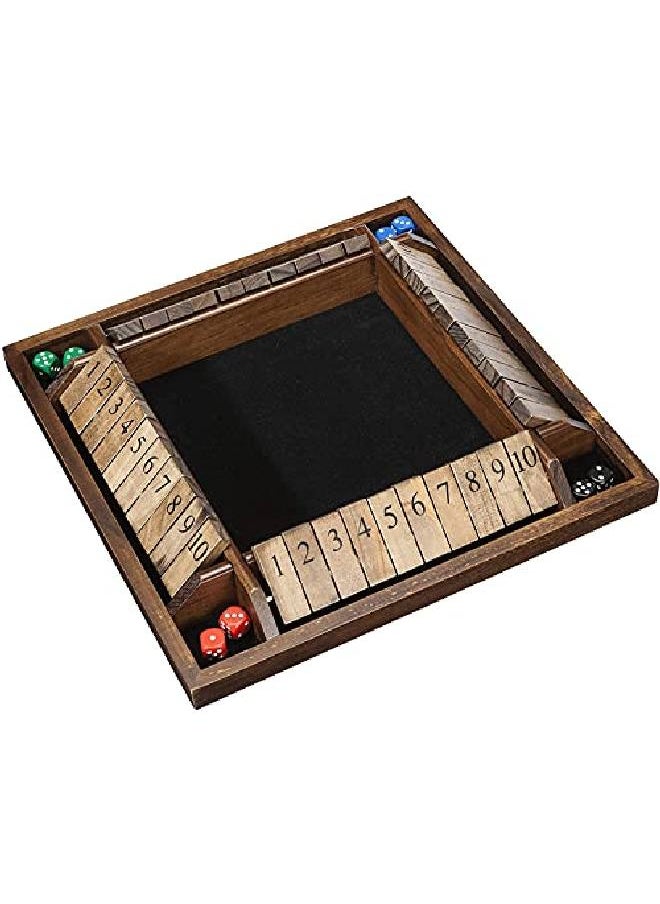 WE Games 4 Player Shut The Box Dice Board Game Walnut Stained Wood  Travel Size For Family And Adult Game Night Play In Classroom Home Or Bar  - Image 2
