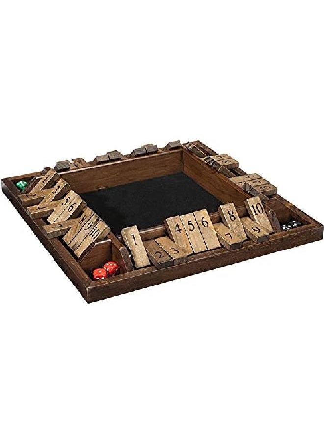 WE Games 4 Player Shut The Box Dice Board Game Walnut Stained Wood  Travel Size For Family And Adult Game Night Play In Classroom Home Or Bar  - Image 5