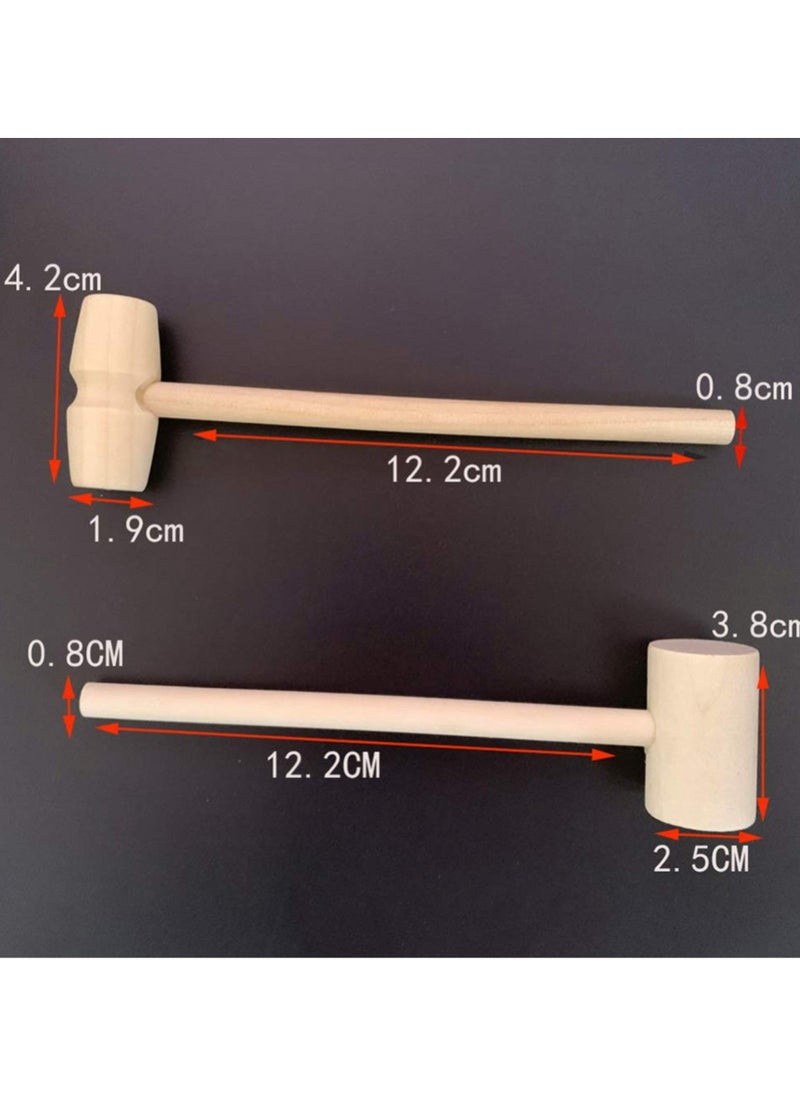 BreeJooy - 20 pcs Mini Wooden Hammer for Chocolate Pounding Toy Cute Beating Gavel Toy for Boys Girls Wood Crab Seafood Mallet - Image 1