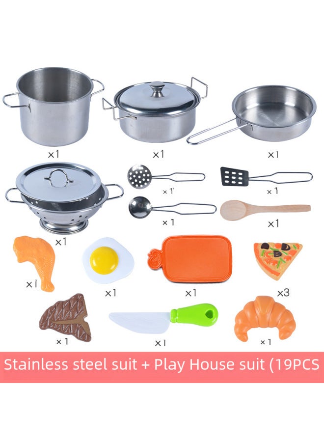 مجموعة ألعاب بيت اللعب من الفولاذ المقاوم للصدأ، قطع فواكه صغيرة، ألعاب مطبخ للأطفال للأولاد والبنات - اللون: صندوق سريع: أواني طهي صغيرة من الفولاذ المقاوم للصدأ + تقشير وتقطيع 9 قطع - Image 5