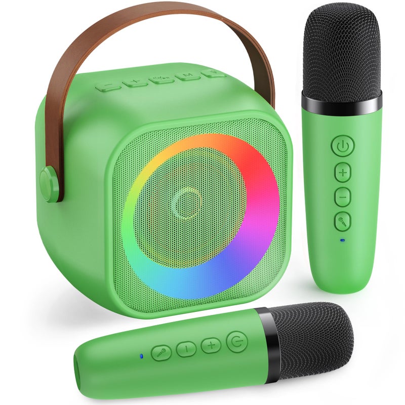 BEILIHART Mini Karaoke Machineï¼šPortable Bluetooth Karaoke Microphone, Singing Speaker with 2 Wireless Mic and Light Kids Adults, Christmas Birthday Gifts for Girls Boys Family Home Party(Green) - Image 1