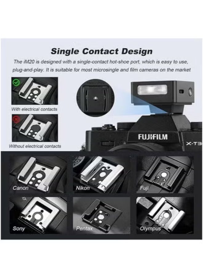 Godox Godox iM20 Mini Flash for Camera with 470mAh Batter 440 Full-Power Flash 5 Levels Mini Flash Speedlite for Sony zve10 Sony zv1 Ricoh gr3 Canon Nikon Fuji Olympus Camera (iM20)  - Image 3