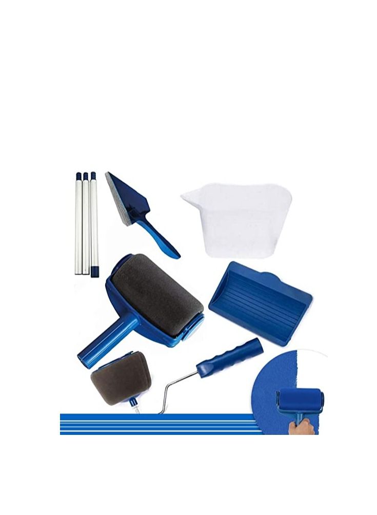 NIBEMINENT 5Pcs Paint Roller Set Runner Tool Foam Painting Brush with Sticks Pro Including Tray Edger Corner Cutter Painter Extension Pole  - Image 1