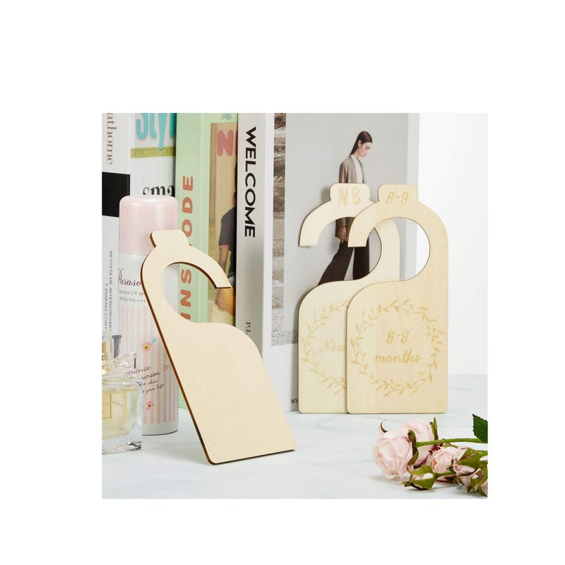 SOLARAE Wood Baby Closet Divider Wooden Baby Closet Organizers Hanging Closet Dividers from Newborn Infant to 24 Months Home Nursery Baby Clothes - Image 2