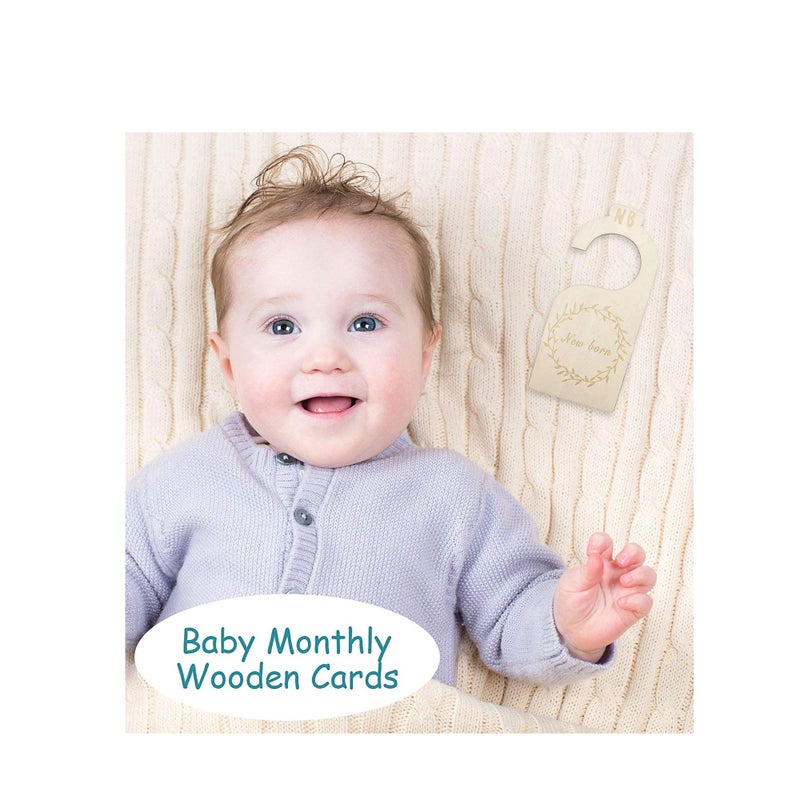 SOLARAE Wood Baby Closet Divider Wooden Baby Closet Organizers Hanging Closet Dividers from Newborn Infant to 24 Months Home Nursery Baby Clothes - Image 3