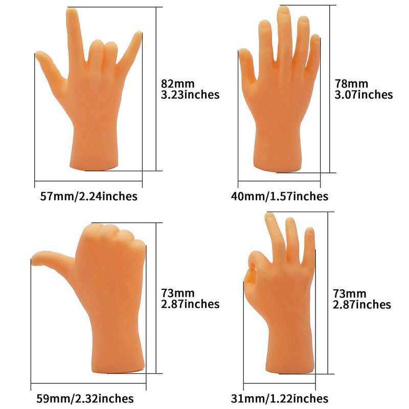 AQKILO Tiny Hands Finger Puppets Set, 4 Pairs of Left and Right Hands, Mini Novelty Toys for TikTok, Skits, Gag Gifts, and Classroom Fun - Image 3