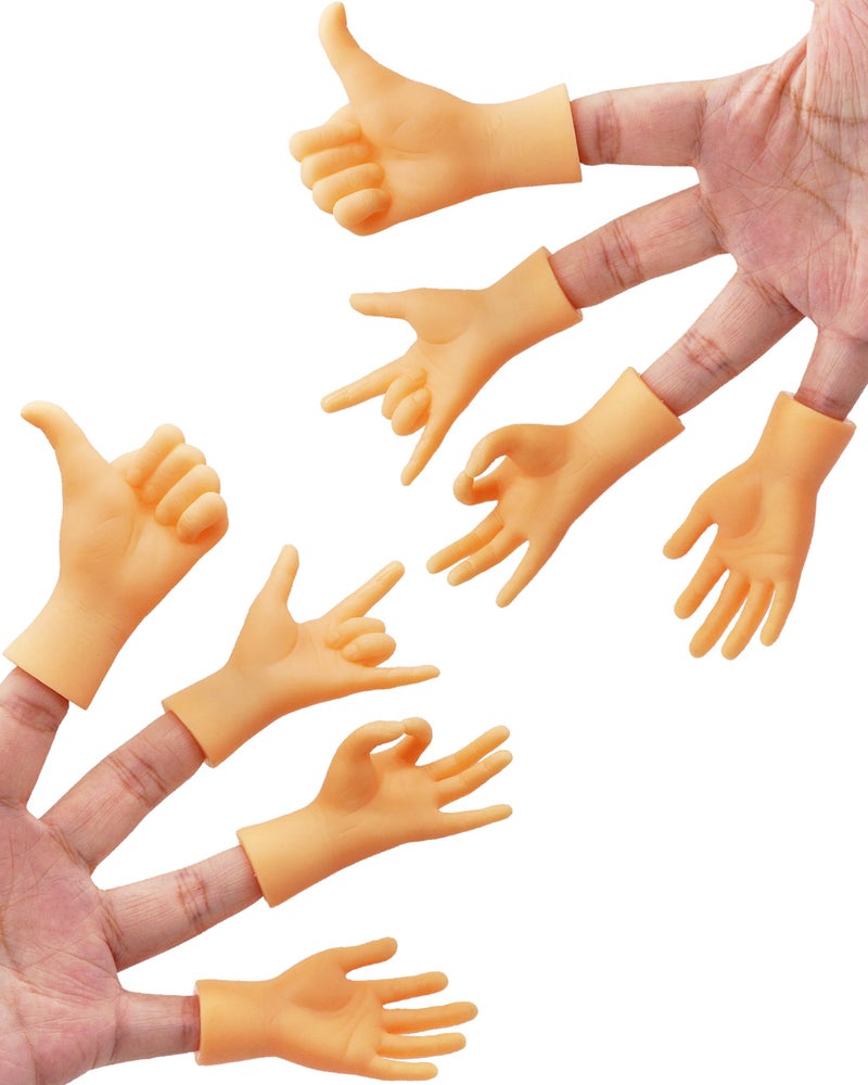 AQKILO Tiny Hands Finger Puppets Set, 4 Pairs of Left and Right Hands, Mini Novelty Toys for TikTok, Skits, Gag Gifts, and Classroom Fun - Image 1