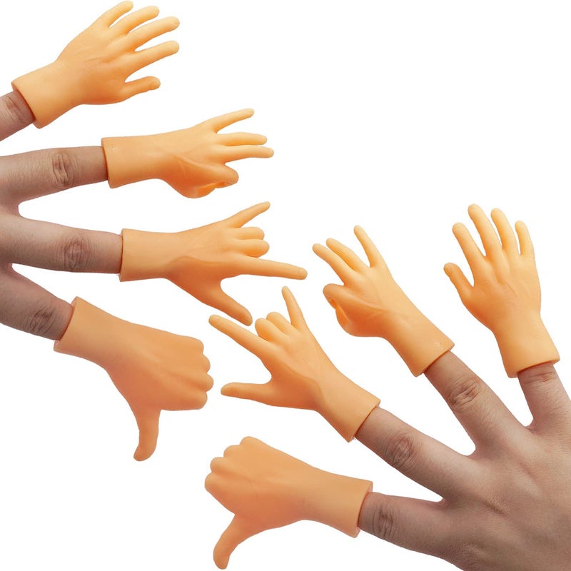 AQKILO Tiny Hands Finger Puppets Set, 4 Pairs of Left and Right Hands, Mini Novelty Toys for TikTok, Skits, Gag Gifts, and Classroom Fun - Image 2