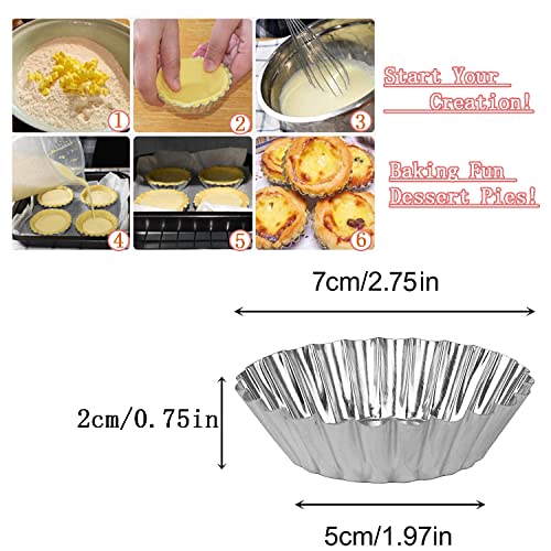Xstronq Egg Tart Molds 32Pack Tart Pan 2.75inch, Mini Tart Tins Aluminium Mini Tart Pans for Baking (32Pack-2.75inch) - Image 2
