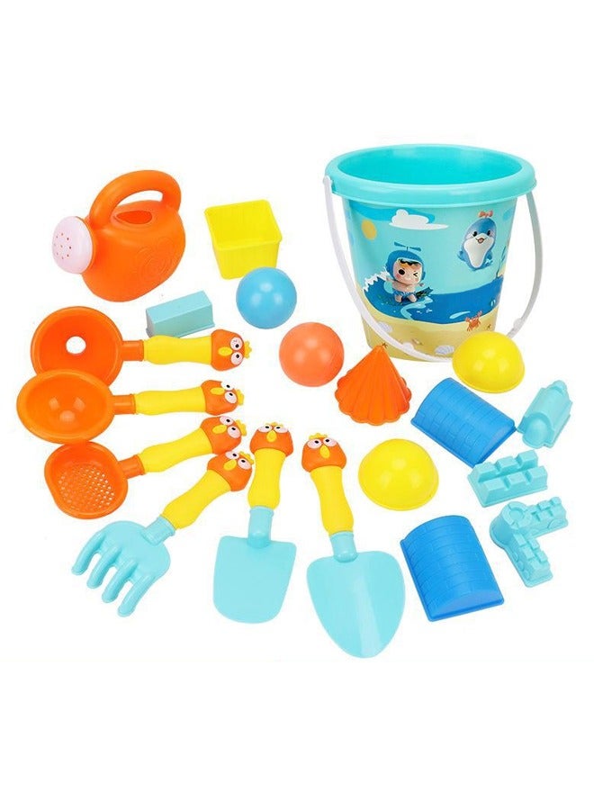 Quivlox Beach Toys,20PCS Beach Sand Toy Set,Beach Playset Including Spoon,Jug,Bucket,Shaping Module,Shovel,Sand Castle Building Kit,Cartoon Outdoor Summer Beach Toy Kit For Kids,Summer Beach Essentials for Toddlers Kids Boys Girls Ages 1-10 - Image 3