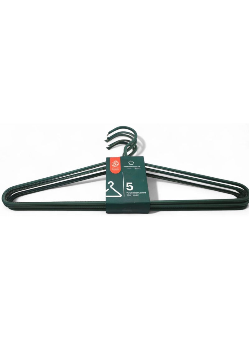 AKDC Al Kabayel Pu Leather Coated Wire Hangers Set of 5 Green - Image 1