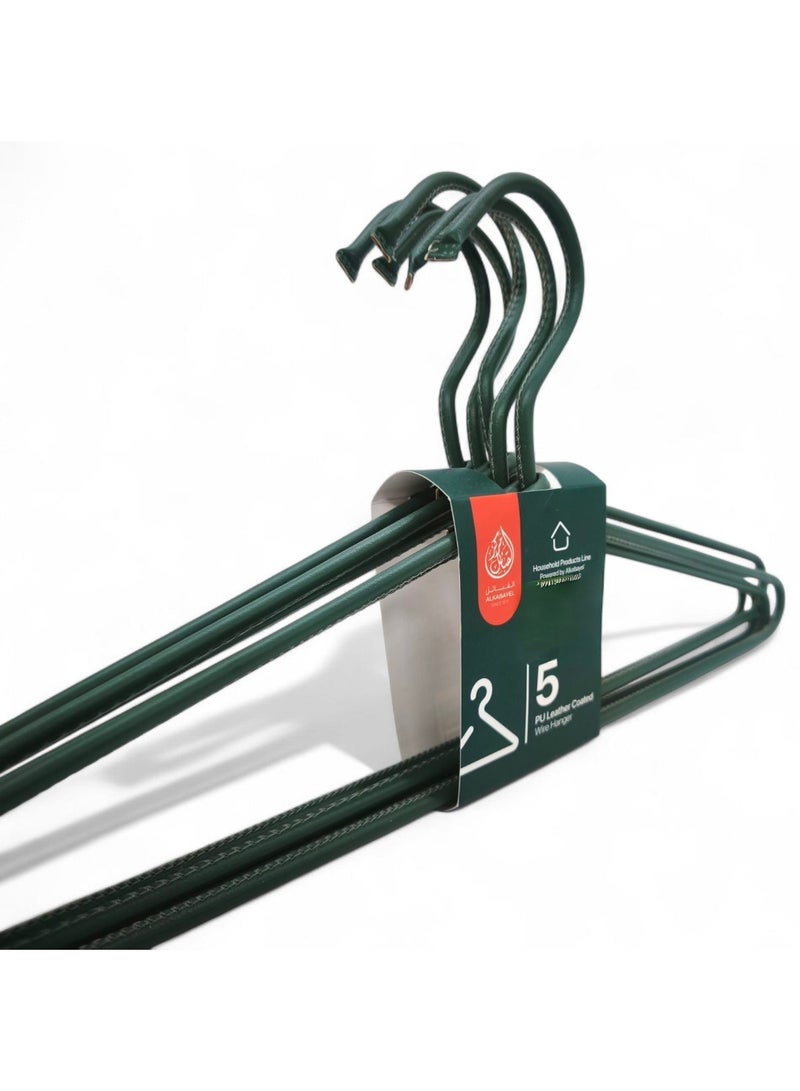 AKDC Al Kabayel Pu Leather Coated Wire Hangers Set of 5 Green - Image 3