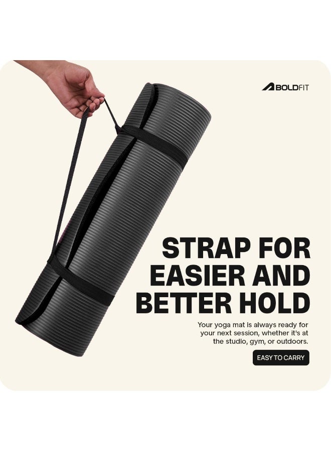 BOLDFIT Yoga Mats For Women&Men Nbr Material With Carrying Strap,Extra Thick Exercise Mats For Workout Yoga Mat For Workout,Yoga,Fitness,Exercise Mat Anti Slip Yoga Mats,8 Millimeters, Black - Image 5