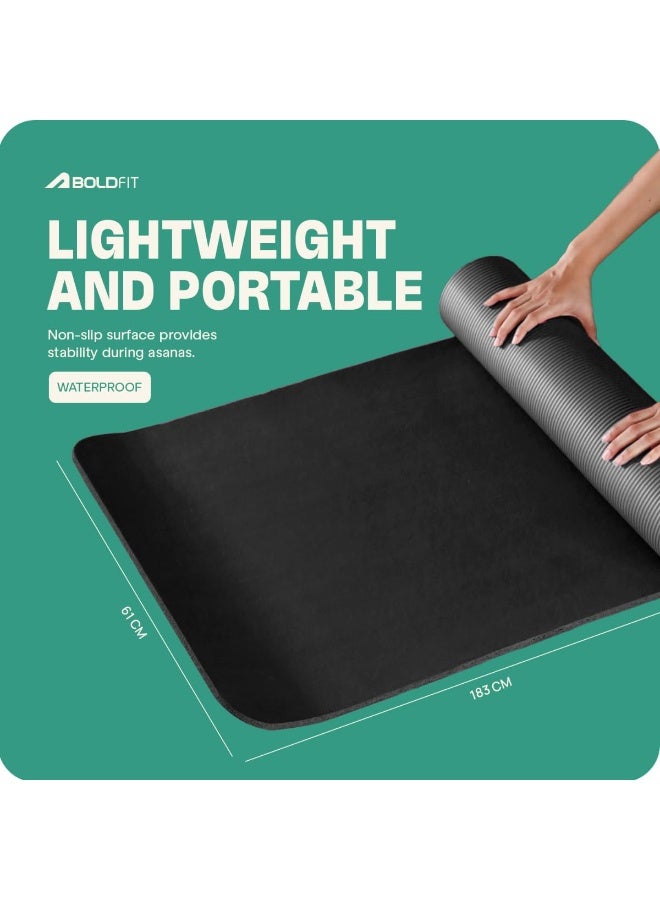 BOLDFIT Yoga Mats For Women&Men Nbr Material With Carrying Strap,Extra Thick Exercise Mats For Workout Yoga Mat For Workout,Yoga,Fitness,Exercise Mat Anti Slip Yoga Mats,8 Millimeters, Black - Image 3