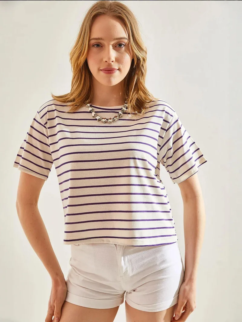 Bianco Lucci LUCCI Striped Boxy Crop Top