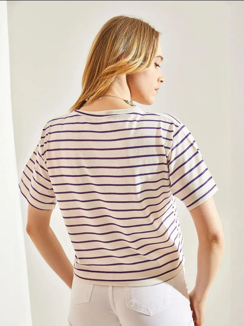 Bianco Lucci LUCCI Striped Boxy Crop Top