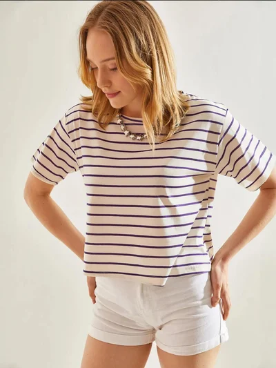 Bianco Lucci LUCCI Striped Boxy Crop Top