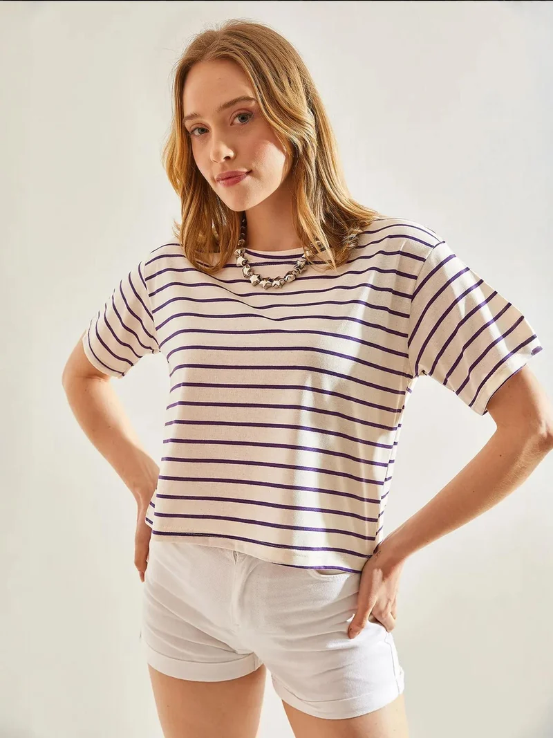 Bianco Lucci LUCCI Striped Boxy Crop Top
