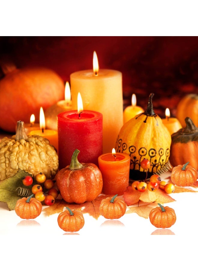 VUCATIN 16PCS Orange Artificial Pumpkin Decoration Fall Harvest Foam Fake Pumpkin Thanksgiving Halloween Christmas Pumpkin Home Table Farmhouse Party Fall Decor - Image 5