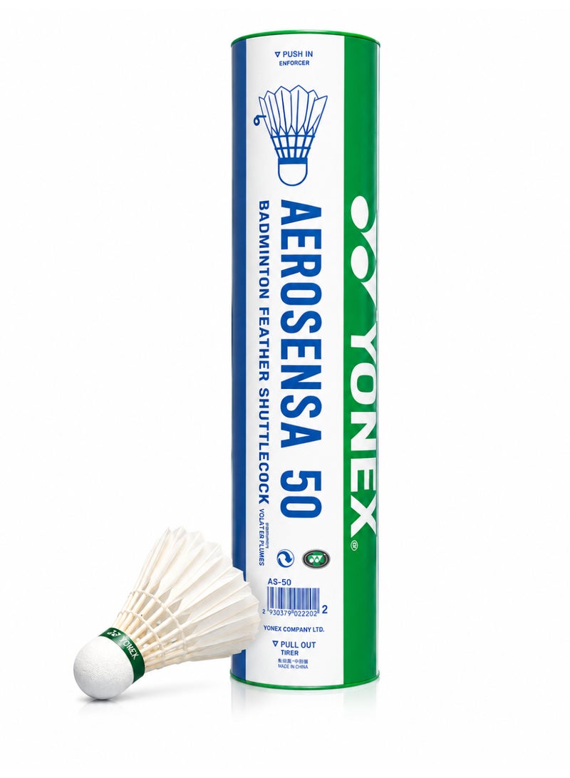 Yonex Aerosensa 50 Feather Badminton Shuttlecock AS-50 – Premium Duck Feather Shuttlecocks for Tournament & Professional Play – Pack of 12 - Image 1