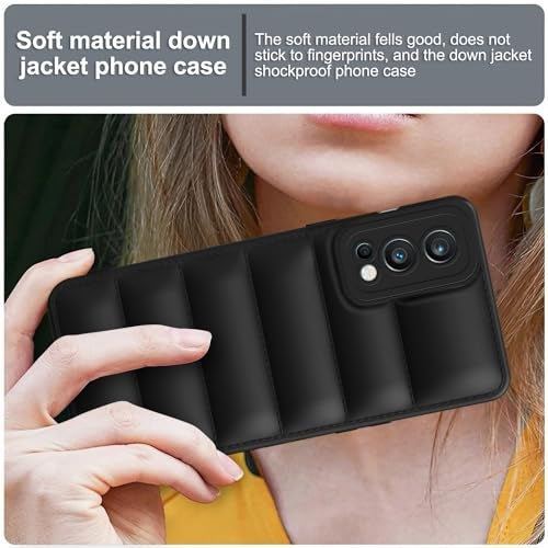 Plus Puffer Case Camera Protection Soft Back Cover for OnePlus Nord 2 - Black - Image 5