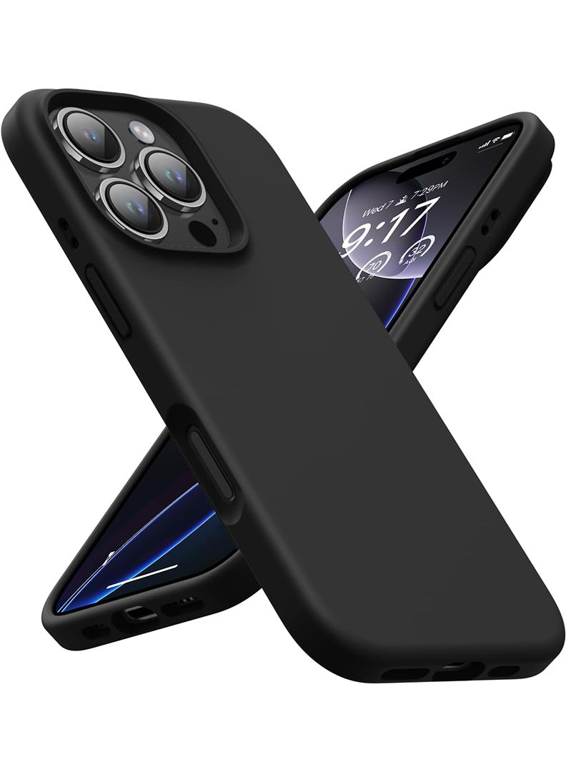 Theodor iPhone 16 Pro Protective Slim Fit Case Liquid Silicone Cover with Full Body Protection Anti-Scratch Shockproof Case Black - Image 1