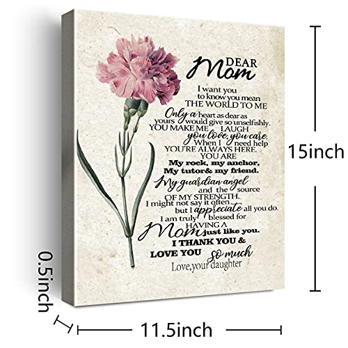 Wailozco Mom Wall Decor,To Dear Mom Poem Canvas Prints Framed Wall Art,Gifts for Mother from Daughter - Image 2