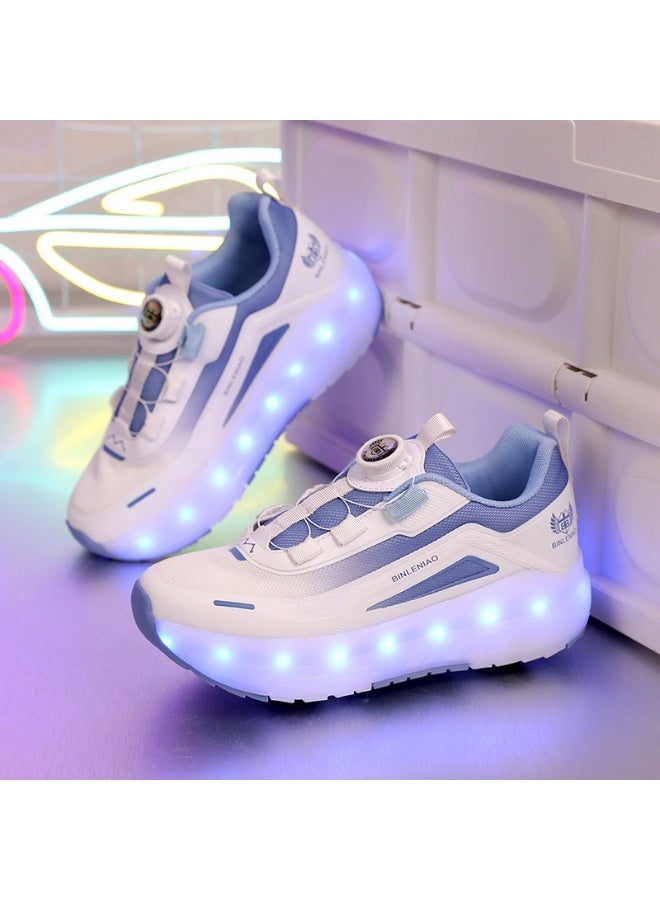 سكاي فيو أحذية تزلج بعجلات للأولاد والبنات، أحذية رياضية أنيقة بإضاءة LED للأطفال مع عجلات قابلة لإعادة الشحن والفصل، هدية للحفلات وأعياد الميلاد وعيد الميلاد - Image 2