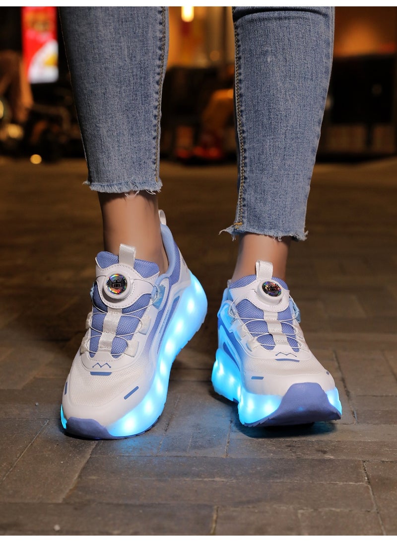 سكاي فيو أحذية تزلج بعجلات للأولاد والبنات، أحذية رياضية أنيقة بإضاءة LED للأطفال مع عجلات قابلة لإعادة الشحن والفصل، هدية للحفلات وأعياد الميلاد وعيد الميلاد - Image 3