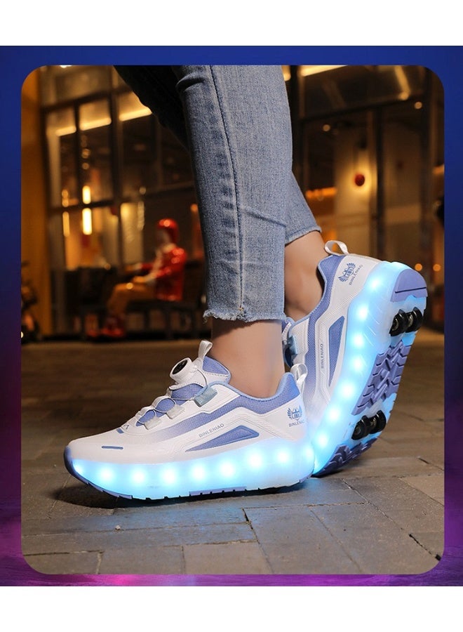 سكاي فيو أحذية تزلج بعجلات للأولاد والبنات، أحذية رياضية أنيقة بإضاءة LED للأطفال مع عجلات قابلة لإعادة الشحن والفصل، هدية للحفلات وأعياد الميلاد وعيد الميلاد - Image 5