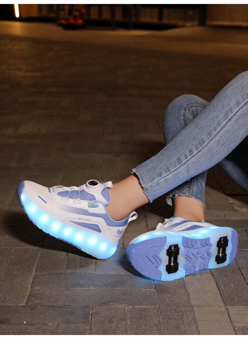 سكاي فيو أحذية تزلج بعجلات للأولاد والبنات، أحذية رياضية أنيقة بإضاءة LED للأطفال مع عجلات قابلة لإعادة الشحن والفصل، هدية للحفلات وأعياد الميلاد وعيد الميلاد - Image 4
