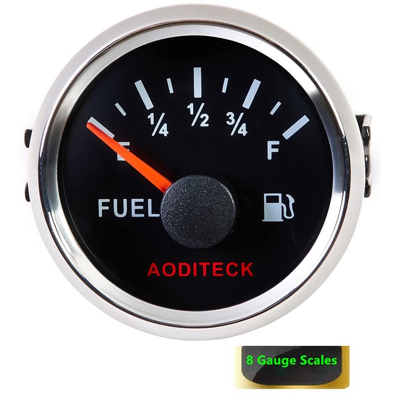 AODITECK 240-33ohm Black Marine Fuel Gauge for Boat and Vehicle - Image 2