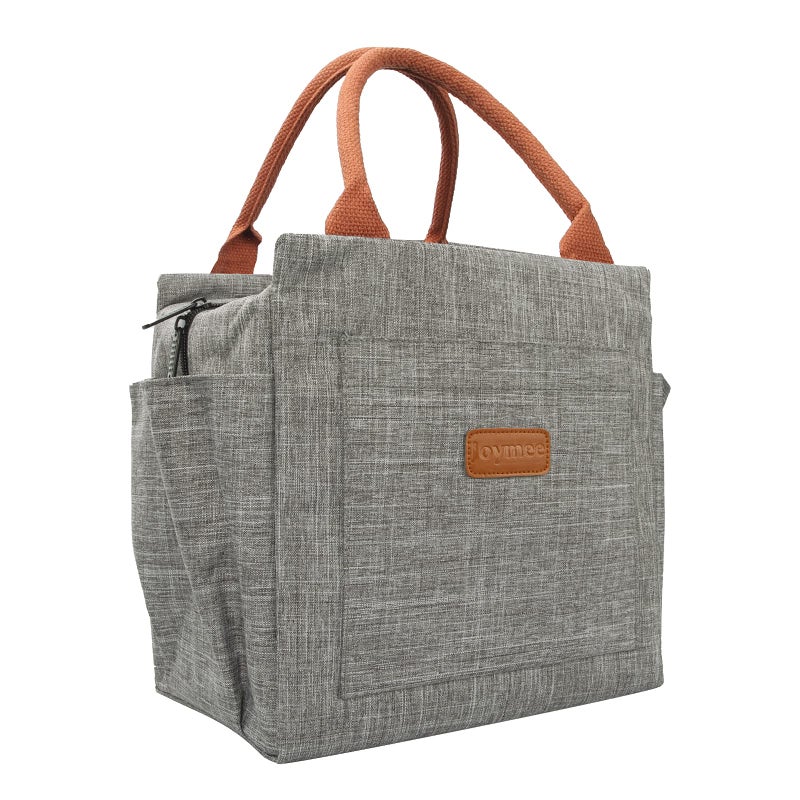Joymee Lunch Bag Women Insulated Lunch Box Reusable Leakproof Large Spacious Tote for Women Men Adult with Bottle Holder and Side Pockets for Work Picnic Travel  Grey