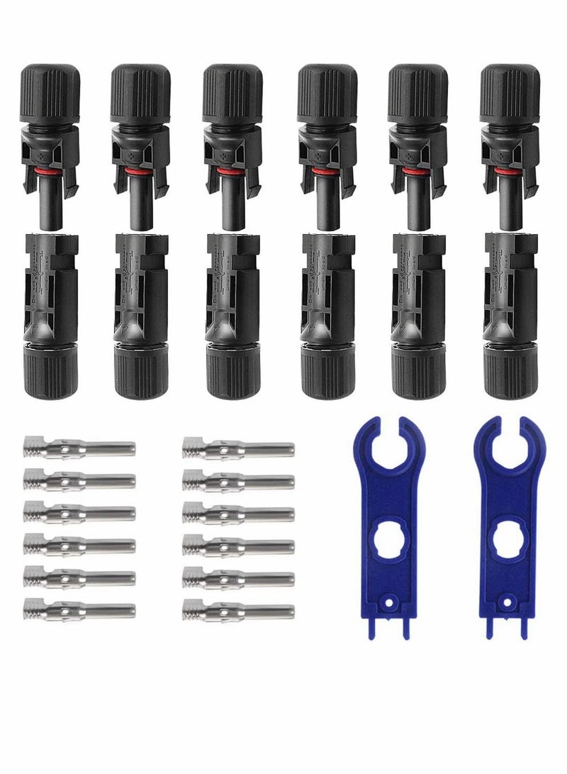 SYOSI 12 Pieces Solar Connectors MC4 Panel Cable with Spanners IP67 Waterproof 6 Pairs Male Female 1000V 30A 14AWG 10AWG - Image 1