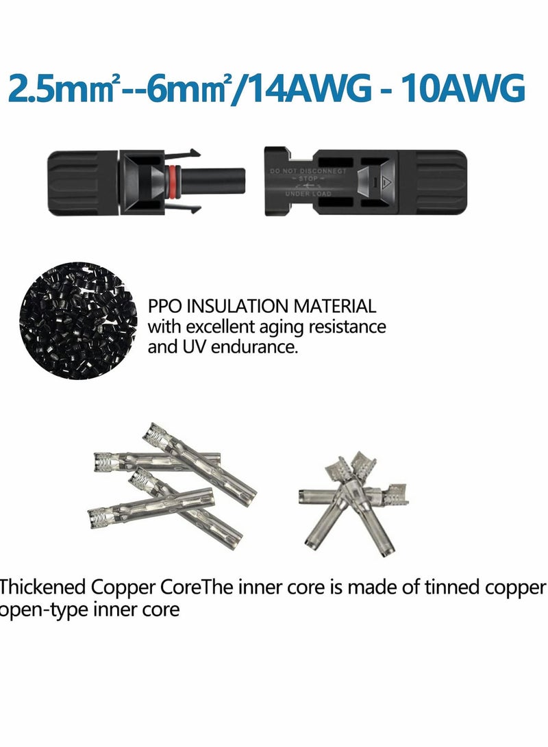 SYOSI 12 Pieces Solar Connectors MC4 Panel Cable with Spanners IP67 Waterproof 6 Pairs Male Female 1000V 30A 14AWG 10AWG - Image 4