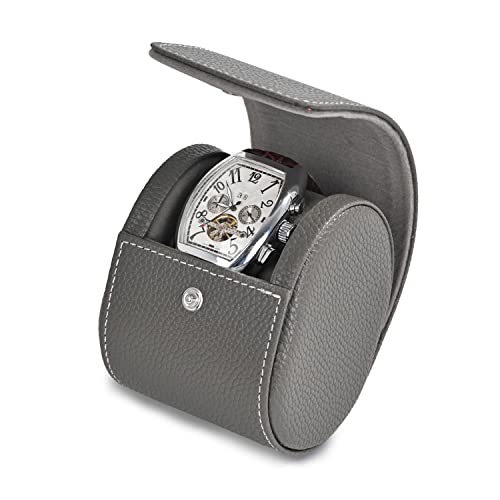 Oirlv Luxury Leather Travel Watch Case Single Watch Box for Women Portable Jewelry Storage Roll Organizer Grey - Image 3