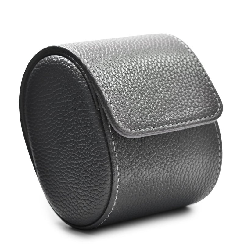 Oirlv Luxury Leather Travel Watch Case Single Watch Box for Women Portable Jewelry Storage Roll Organizer Grey - Image 2