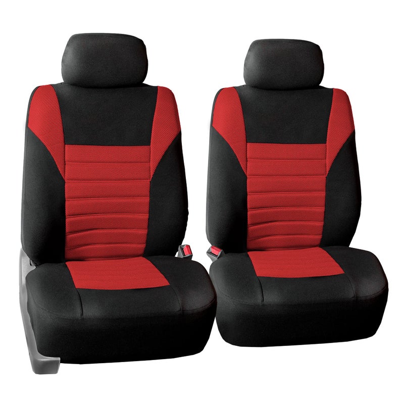 FH Group Car Seat Covers Front Set Premium 3D Air Mesh  Low Back Car Seats with Removable Headrest Universal FitAutomotive Seat CoverAirbag Compatible Car Seat Cover for SUVSedanVan Red