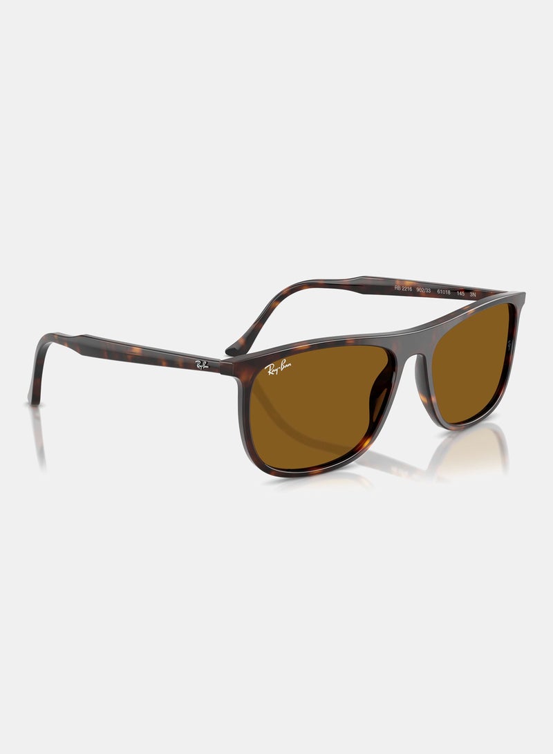 راي بان Unisex Full-rimed Rectangular Sunglasses 2216, 58, 902, 33 - Image 3