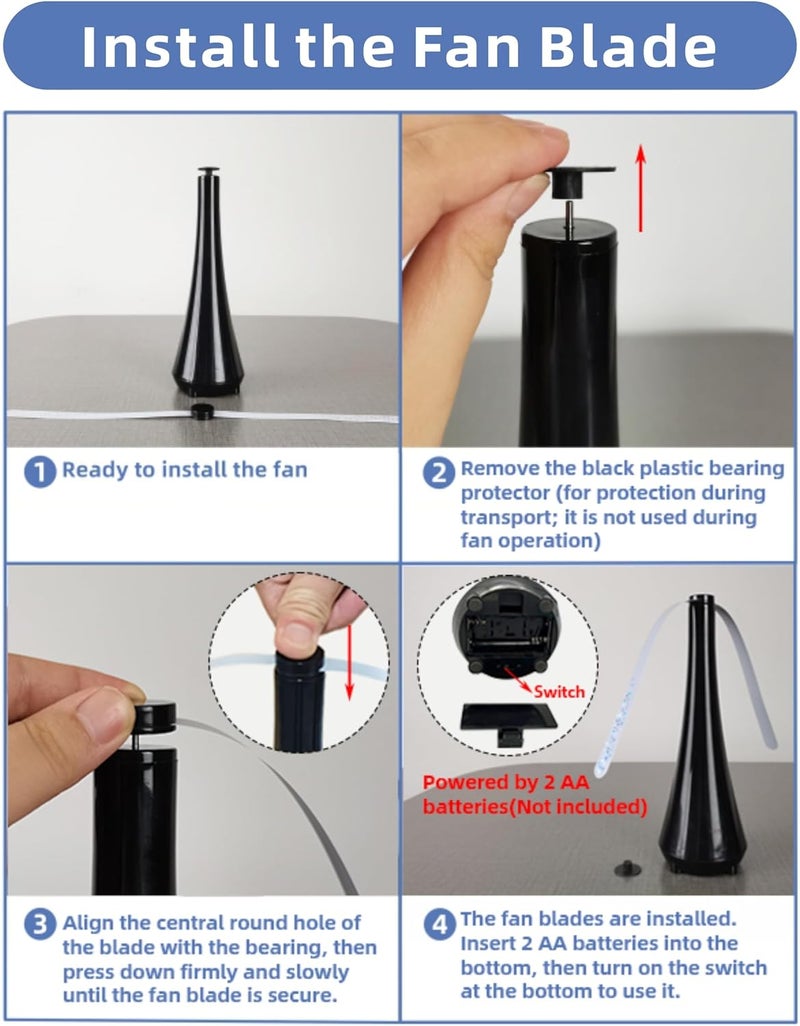 PATIOSIR Fly Swatter for Outside/Inside Meal, Picnic, Barbeque, Events - Battery Operated Food Spinning Fan (Black Color, 2pcs) - Image 3