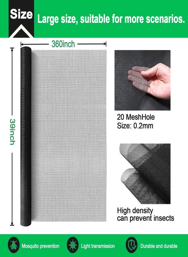 QWR Pet Proof Window Screen Replacement,39''x 360'' Heavy Duty High Hardness Vinyl Coated Wire-Like Mesh,Cat Resistant Screen Mesh for Sliding Door,Patio,Windows(Rolled Package Without Tool Kit) - Image 2
