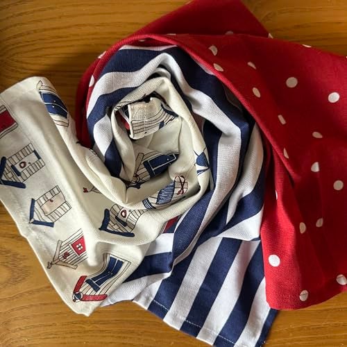 Oak & Lily Set of 6 Kitchen Napkins | Dish Towels | 100% Cotton | Premium European Quality | Washable, Large Size (40 * 60cm) Kitchen Cloth for Roti, Cleaning, Drying, Wiping | (Red, White & Blue) - Image 4