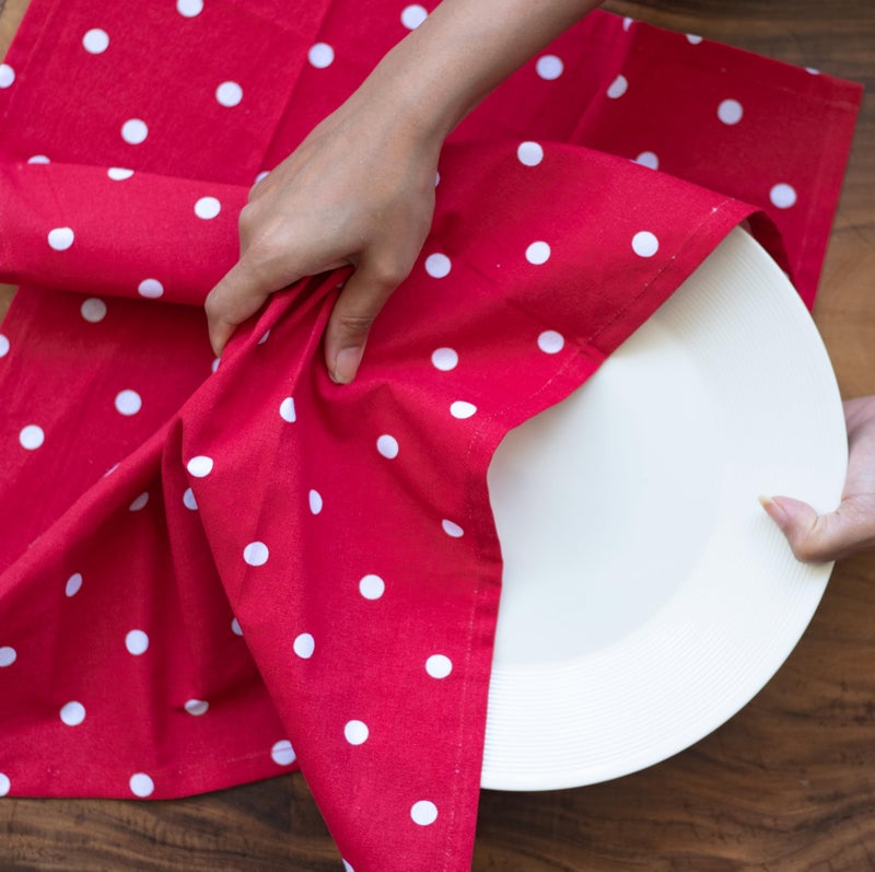 Oak & Lily Set of 6 Kitchen Napkins | Dish Towels | 100% Cotton | Premium European Quality | Washable, Large Size (40 * 60cm) Kitchen Cloth for Roti, Cleaning, Drying, Wiping | (Red, White & Blue) - Image 3