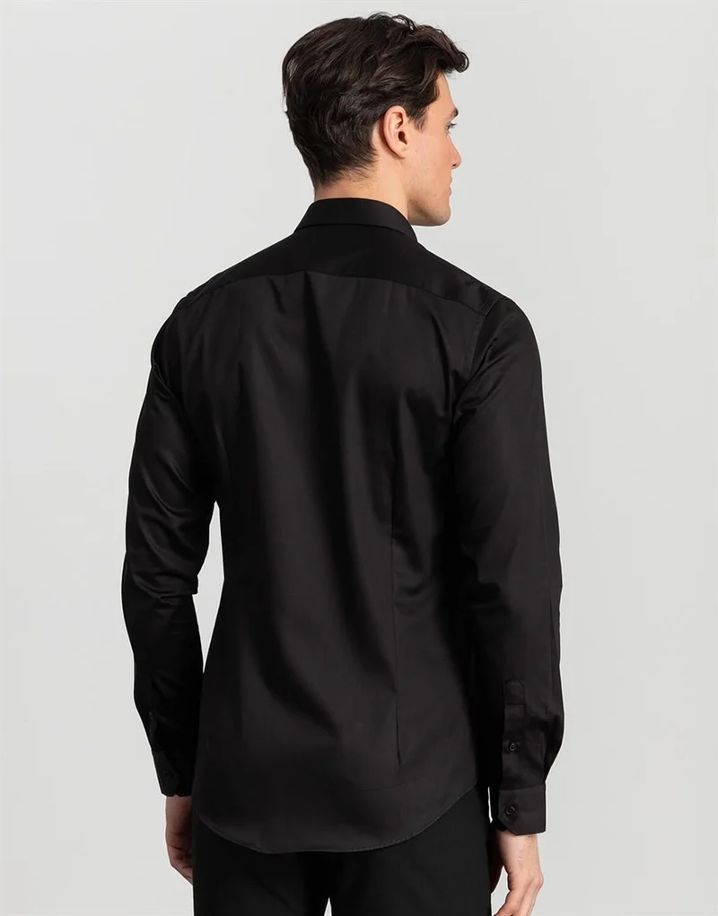 Tudors Slim Fit 100% Cotton Black Men's Shirt