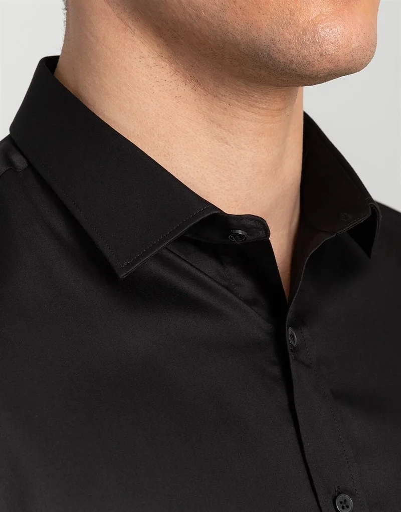 Tudors Slim Fit 100% Cotton Black Men's Shirt