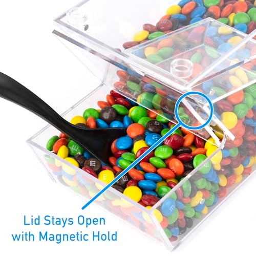 Inevibe Candy Bin Topping Dispenser - Acrylic Bulk Sprinkle Container with Scoop, Stackable & Magnetic for Multiple Holders - For Cereal, Nuts, Candies & Snack Food Storage (1) - Image 2