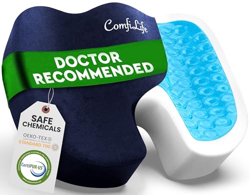 ComfiLife Gel Enhanced Seat Cushion – Office Chair Cushion – Non-Slip Gel & Memory Foam Coccyx Cushion for Tailbone Pain - Desk Chair Car Seat Cushion Driving - Sciatica & Back Pain Relief (Navy) - Image 1